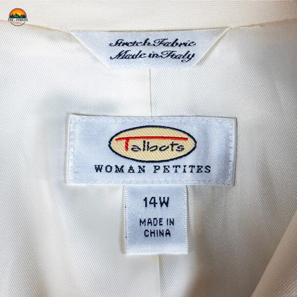 Talbots Suit Jacket Blazer Beige Long Sleeve Pockets Women's Size 14W - Picture 8 of 10